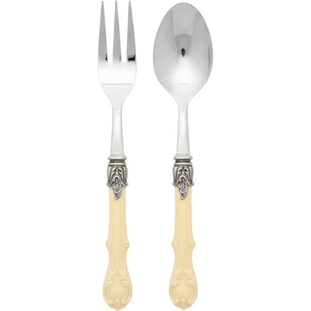 Oxford Inox 18/10 Italy Salad Serving Set Cream Resin Handle Stainless Steel S3